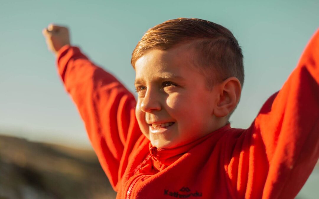 Child celebrating victory